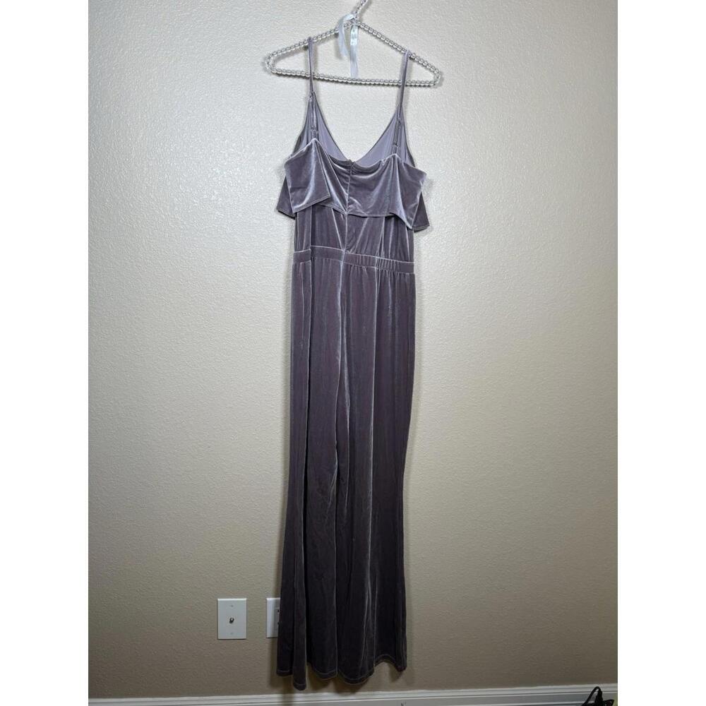 Jack By BB Dakota Holiday Velvet Sz L Stretchy Jumpsuit Retro Flared Leg - Picture 2 of 6